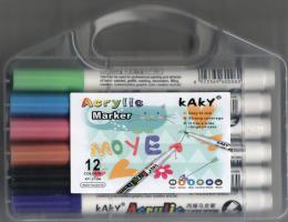 Acrylic marker Набір акрілових маркерів КАКУ 12  шт в пластиковому боксі
