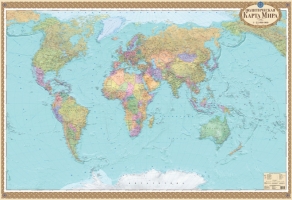 Политическая карта мира м-б 1:22000000  картон на планках