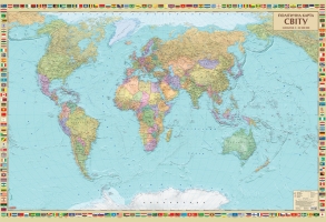 Політична карта світу м-б 1:22000000 на планках