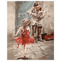 Дівчинка та скрипаль  VA-1413 Картини за номерами Розмір 40х50 cм