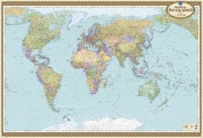Політична карта світу м-б 1: 22000000 картон ламинована  на планках офісна .160х110 см