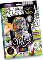 Набір креатівної творчості Бархатна размальовка фломастерами "Velvet", Danko Toys, VLV-01-02