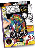 Набір креатівної творчості Бархатна размальовка фломастерами "Velvet", Danko Toys, VLV-01-07