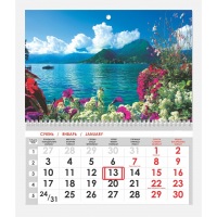 Календар  односекційний  офісний з бегунком  2024 Рік Квіти.