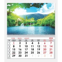 Календар односекційний офісний з бегунком  2024 Рік Водопади Карпат.