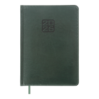 Щоденник датований 2026 Buromax Bravo зі штучної шкіри, А5, 336, Зелений, BM.2112-04