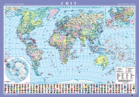 Політична карта світу  м-б 1:22000000 картон,ламінована.160х110 см