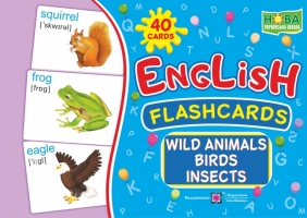 Англійська мова. Флешкартки.Дикі тварини, птахи, комахи. English Flashcards. Wild animals birds insects 40 cards