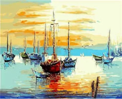 Затока с човнами VA-2121 Картини за номерами Розмір 40х50 cм
