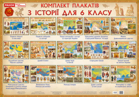 Набір плакатів з Історія України 6 клас 15 плакатів