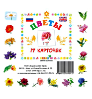 Карточки  Англо-русские. Цветы. 17 мини карточек 110 х 110